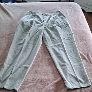 Womens Khaki Casual Pants Pleated Classic Straight Fit